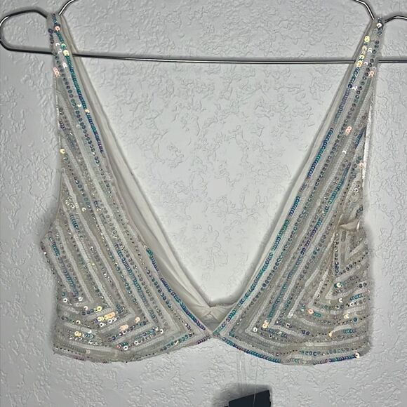 NWT Retrofete Magda Sequins Top Small White Revolve - Picture 5 of 12